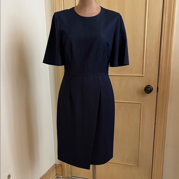 Alex Marie Dresses & Skirts - ALEX MARIE Career Old Money Preppy Flare Short SLV Wrap Skirt Navy Blue Dress 4